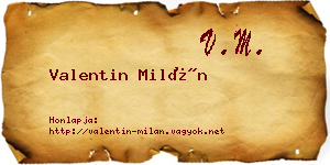 Valentin Milán névjegykártya